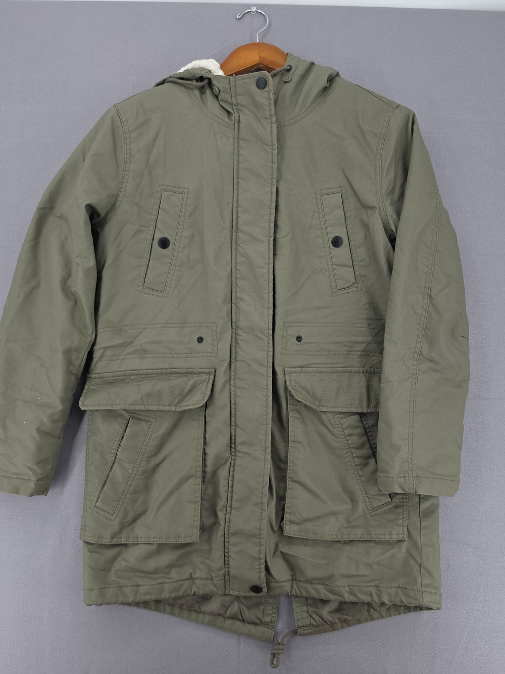 American Eagle Outfitters Olive Green Hooded Parka